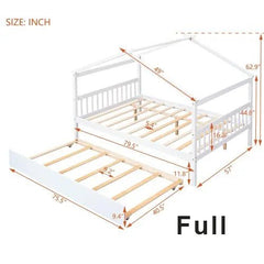Bellemave® Wooden House Bed with Trundle Bed - Bellemave