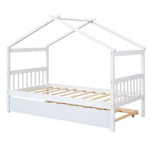 Bellemave® Wooden House Bed with Trundle Bed - Bellemave