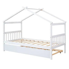 Bellemave® Wooden House Bed with Trundle Bed - Bellemave