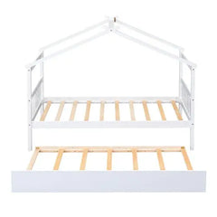 Bellemave Wooden House Bed with Twin Size Trundle - Bellemave