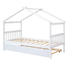 Bellemave Wooden House Bed with Twin Size Trundle - Bellemave