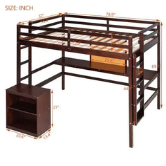 Bellemave Wooden Loft Bed with Desk and Writing Board,2 Drawers Cabinet - Bellemave