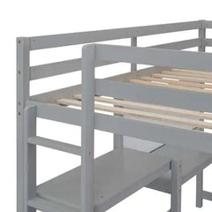 Bellemave® Wooden Loft Bed with Shelves, Desk and Writing Board - Bellemave