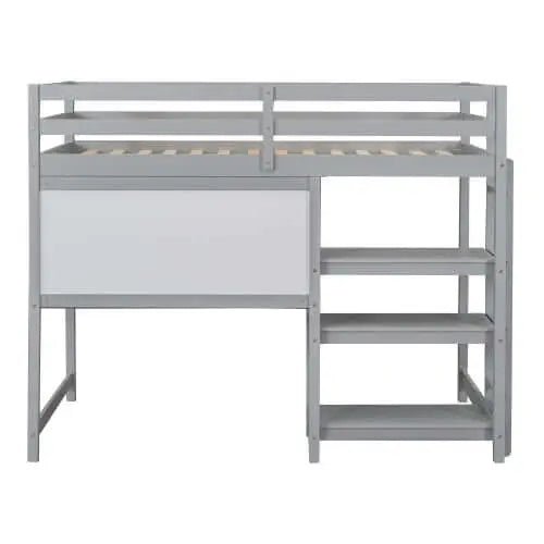 Bellemave® Wooden Loft Bed with Shelves, Desk and Writing Board - Bellemave
