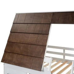 Bellemave®Twin Size House Floor Bunk Bed with Roof - Bellemave