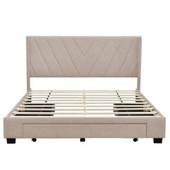 Belllemave Queen Size Storage Bed Linen Upholstered Platform Bed with 3 Drawers - Bellemave